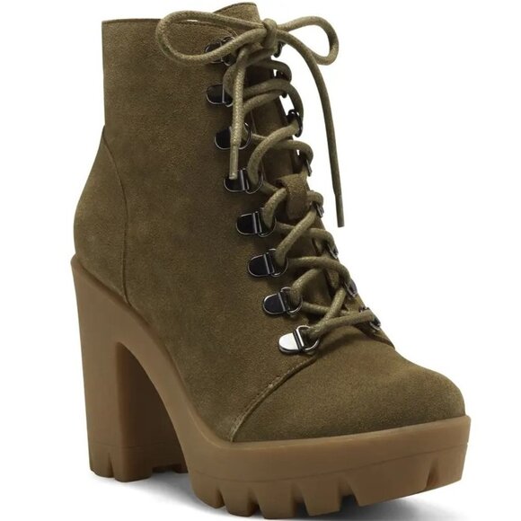 NWT! Jessica Simpson Mistah Platform Ankle Bootie in Olive Green -Multiple Sizes - Picture 1 of 8